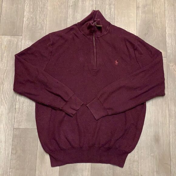 Mens Polo Ralph Lauren Quarter Zip‎ Pullover Pima Cotton Sweater - Picture 1 of 7